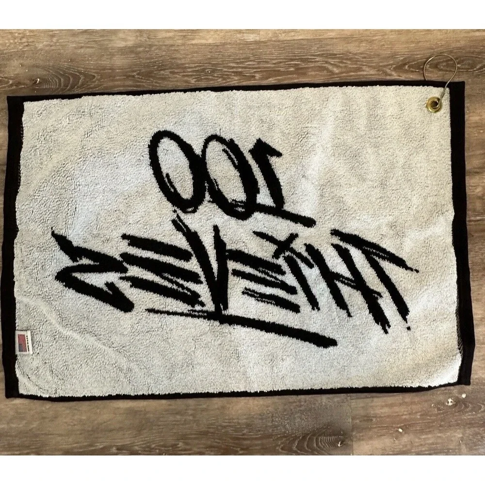 100 Thieves Golf Towel Black White Made in USA Metal Clip